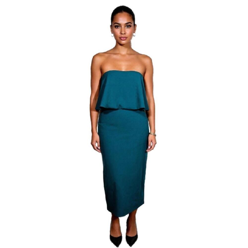 Lulus Lots of Love Womens Strapless Mini Dress Pockets DAE23100AL Green SZ Small
